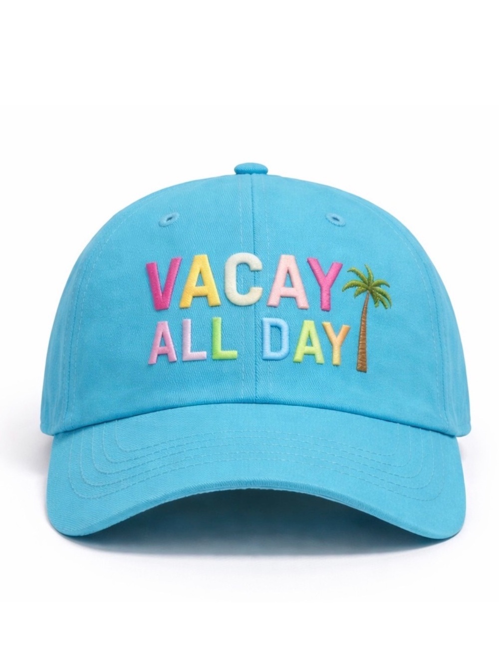 🏝️ Vacay All Day Turquoise Baseball Cap Spring Beach Vacation Dad Hat Colorful